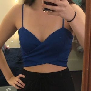 Royal Blue Wrap Crop Top